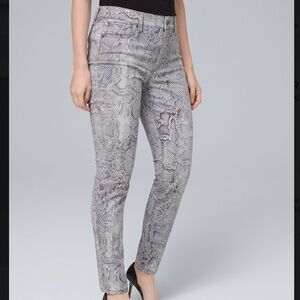 WHBM Curvy-Fit Sculpt High-Rise Snake-Print Skinny Ankle Jeans Sz 12L